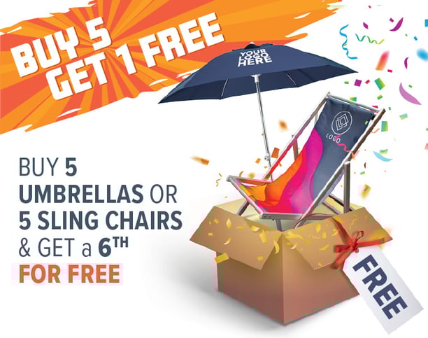 Buy 5 Umbrellas or Chairs Get 1 Free